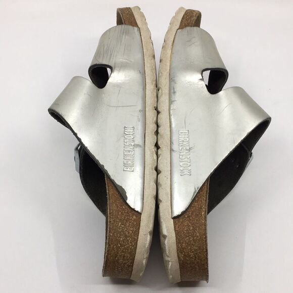 Birkenstock Arizona Birko-Flor Metallic Champagne Light Gold Soft Footbed EU 38 - Picture 8 of 16